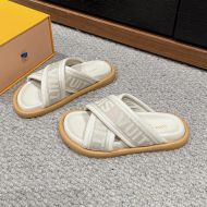 Louis Vuitton Bliss Comfort Crossover Slides Women Leather And Textile White