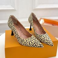 Louis Vuitton Blossom Pumps Women Hairy Calf Leather Yellow