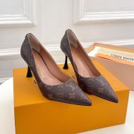 Louis Vuitton Blossom Pumps Women Monogram Leather Brown