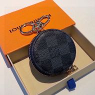 Louis Vuitton Round Airpods Case In Checkerboard Canvas Black