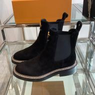 Louis Vuitton LV Chelsea Boots Women Suede Black