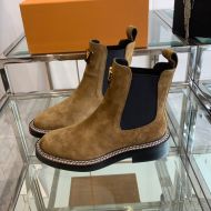 Louis Vuitton LV Chelsea Boots Women Suede Brown