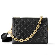 Louis Vuitton Coussin PM Handbag In Monogram Embossed Puffy Lambskin M21260 Black