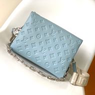 Louis Vuitton Coussin PM Handbag In Monogram Embossed Puffy Lambskin M21797 Blue