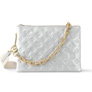 Louis Vuitton Coussin PM Handbag In Monogram Embossed Puffy Lambskin M21769 Silver/Gold