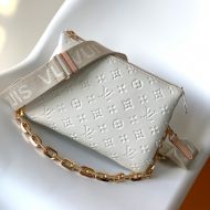 Louis Vuitton Coussin PM Handbag In Monogram Embossed Puffy Lambskin M57793 White