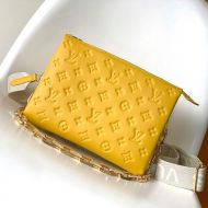 Louis Vuitton Coussin PM Handbag In Monogram Embossed Puffy Lambskin M20378 Yellow