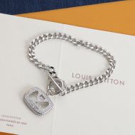 Louis Vuitton Crystals LV Pendant Bracelets In Silver