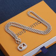 Louis Vuitton Crystals LV Pendant Necklace In Silver