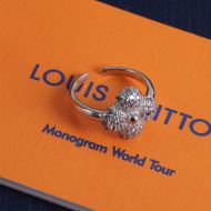 Louis Vuitton Louisa Open Ring In Metal with Crystals Silver