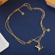 Louis Vuitton Double Chain Necklace In Gold