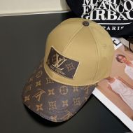 Louis Vuitton LV Logo Patch Baseball Cap In Cotton with Monogram Leather Visor Khaki