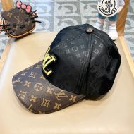 Louis Vuitton LV Signature Baseball Cap In Cotton with Monogram Leather Visor Black