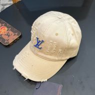 Louis Vuitton Enamel LV Iconic Baseball Cap In Distressed Denim Khaki