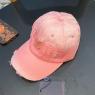 Louis Vuitton Enamel LV Iconic Baseball Cap In Distressed Denim Pink