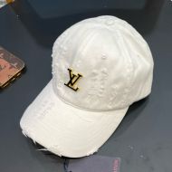 Louis Vuitton Enamel LV Iconic Baseball Cap In Distressed Denim White