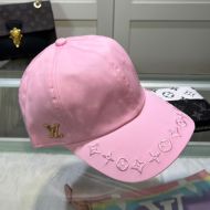 Louis Vuitton LV Signature Baseball Cap In Cotton with Monogram Embroidery Visor M7293M Pink