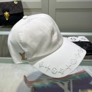 Louis Vuitton LV Signature Baseball Cap In Cotton with Monogram Embroidery Visor M7293M White