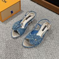 Louis Vuitton Freesia Flower Sandals Women Monogram Denim Blue