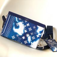 Louis Vuitton Gaston Wearable Wallet In Monogram Bandana Leather M81431 Blue/White