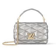 Louis Vuitton GO-14 MM Handbag In Lambskin M25107 Silver