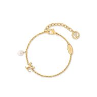 Louis Vuitton LV Iconic Bracelet In Metal with Louisa Pearl M1450A Gold