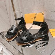 Louis Vuitton Isola Flat Sandals Women Calf Leather Black