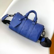 Louis Vuitton Keepall Bandouliere 25 Bag In Taurillon Monogram Leather M23129 Blue