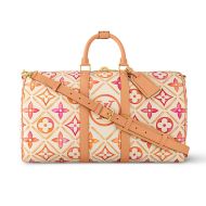 Louis Vuitton Keepall Bandouliere 45 Bag In Monogram Tiles Canvas M11251 Beige