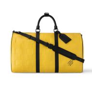 Louis Vuitton Keepall Bandouliere 50 Bag In Damier Scuba Calfskin M25019 Yellow