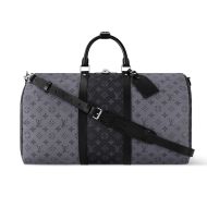 Louis Vuitton Keepall Bandouliere 50 Bag In Monogram Eclipse Canvas M45392 Grey