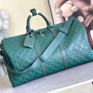 Louis Vuitton Keepall Bandouliere 50 Bag In Taurillon Monogram Leather M24440 Green