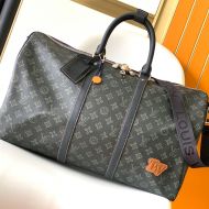 Louis Vuitton Keepall Bandouliere 50 Bag In Monogram Shadow Leather M46334 Black