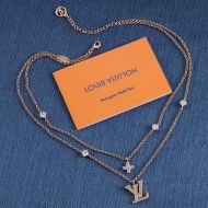 Louis Vuitton Lady LV Necklace In Metal with Crystals M01845 Rose Gold