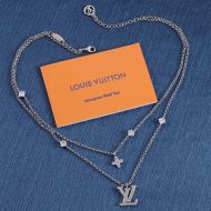 Louis Vuitton Lady LV Necklace In Metal with Crystals M01845 Silver