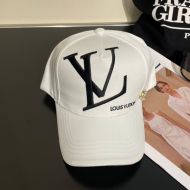 Louis Vuitton Maxi LV Logo Baseball Cap In Cotton Beige