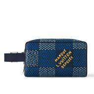 Louis Vuitton Locker Dopp Kit In Damier Heritage Canvas N40747 Blue