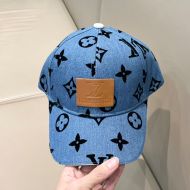 Louis Vuitton LV Logo Patch Baseball Cap In Monogram Denim Blue