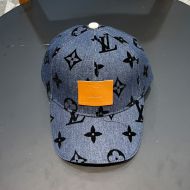 Louis Vuitton LV Logo Patch Baseball Cap In Monogram Denim Navy Blue