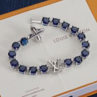 Louis Vuitton LV Crystal Link Bracelet In Metal Silver/Blue