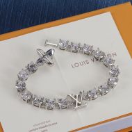 Louis Vuitton LV Crystal Link Bracelet In Metal Silver/White