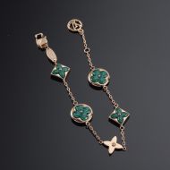 Louis Vuitton Color Blossom 5 Motifs Bracelet In Metal Gold/Green