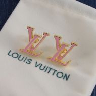 Louis Vuitton LV Iconic Earrings In Metal with Enamel M01721 Gold/Pink