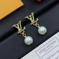 Louis Vuitton LV Iconic Earrings In Metal with Pearls M01585 Gold