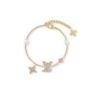 Louis Vuitton LV Iconic Bracelet In Metal with Pearls and Crystals M1220A Gold