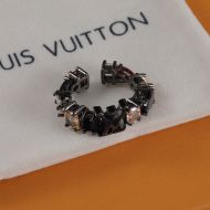 Louis Vuitton LV Light Open Ring In Metal with Zircons Black