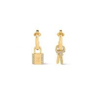 Louis Vuitton LV Padlock Earrings In Metal with Crystals M01583 Gold