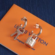 Louis Vuitton LV Padlock Earrings In Metal with Crystals M01583 Rose Gold