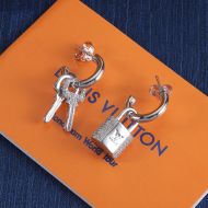 Louis Vuitton LV Padlock Earrings In Metal with Crystals M01583 Silver