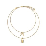 Louis Vuitton LV Padlock Necklace In Metal with Crystals M01593 Gold